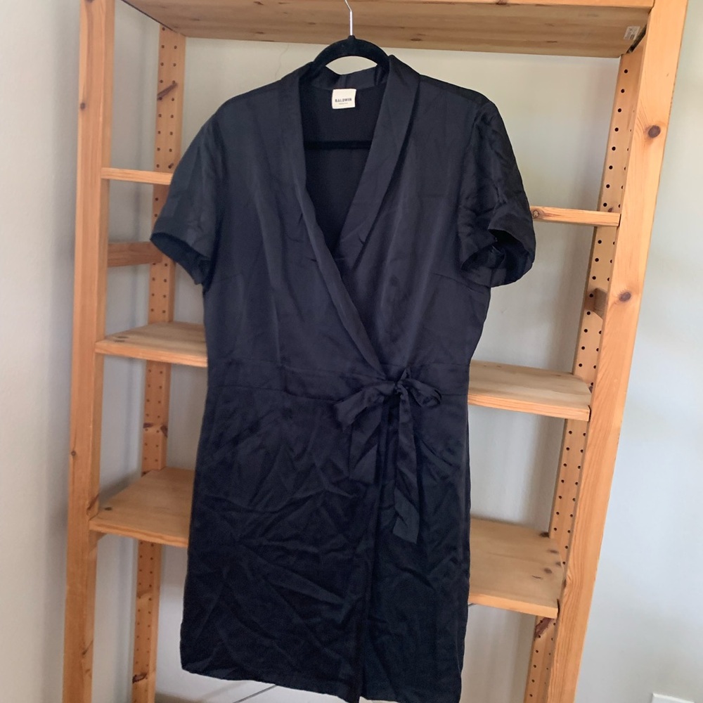 Baldwin Black Silk Wrap Dress
